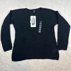 Calvin Klein Jeans Textured Black Sweater Women’s Crewneck Knit Pullover NWT